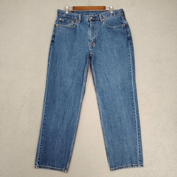 Levis 550 Jeans Mens 36x32 Blue Relaxed Fit Straight Medium Wash Denim Cotton - Picture 1 of 10